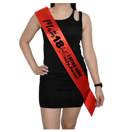 Szarfa CZERWONA Osiemnastka Mam 18 lat i przed sobą cały świat